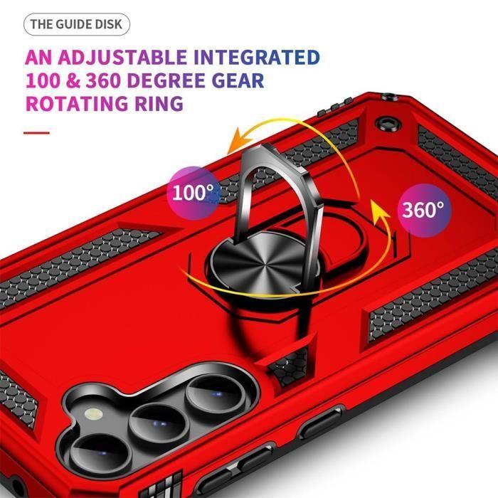 Coque de protection - PROSHOP - pour Samsung Galaxy S23 FE - Rouge - Ultra Résistante - Support Métallique