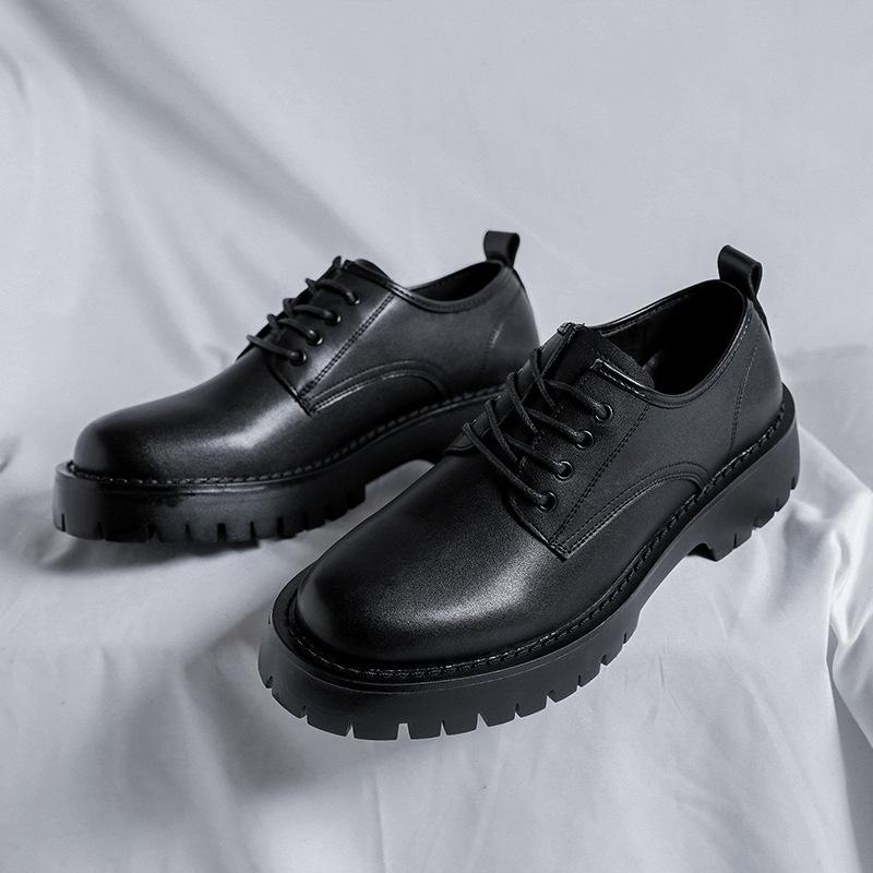 Повседневная кожаная обувь мужская корейская версия трендовая британская универсальная обувь подростковая студенческая обувь круглый носок маленькая кожаная обувь 68303-R