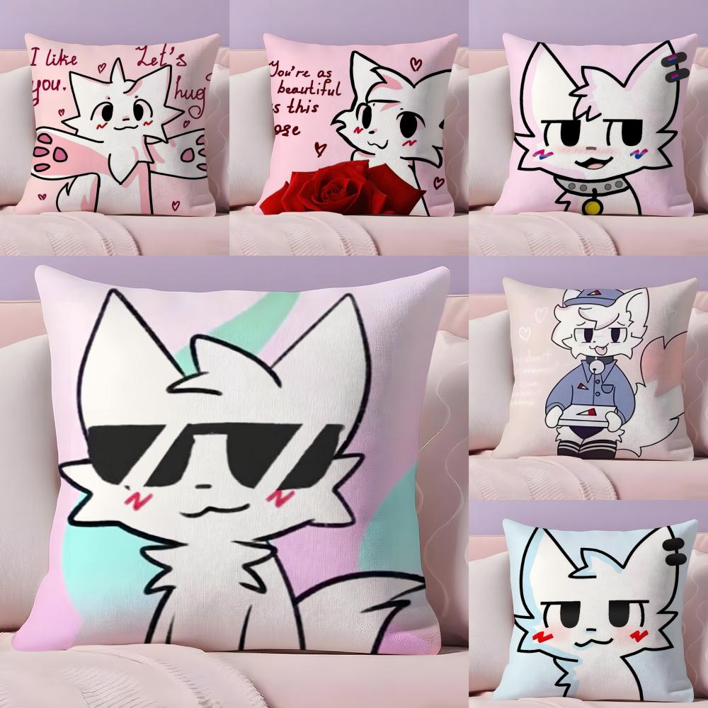BBoy Kisser Silly Cat Cute Pillow Case Silky Short Plush With Invisible Zipper Dustproof Sofa Cushion Cover