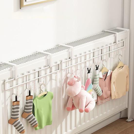 Крючок для хранения на радиаторе, большая грузоподъемность, несколько крючков, прочная металлическая конструкция, простая установка без сверления, держатель для сушки полотенец и носков