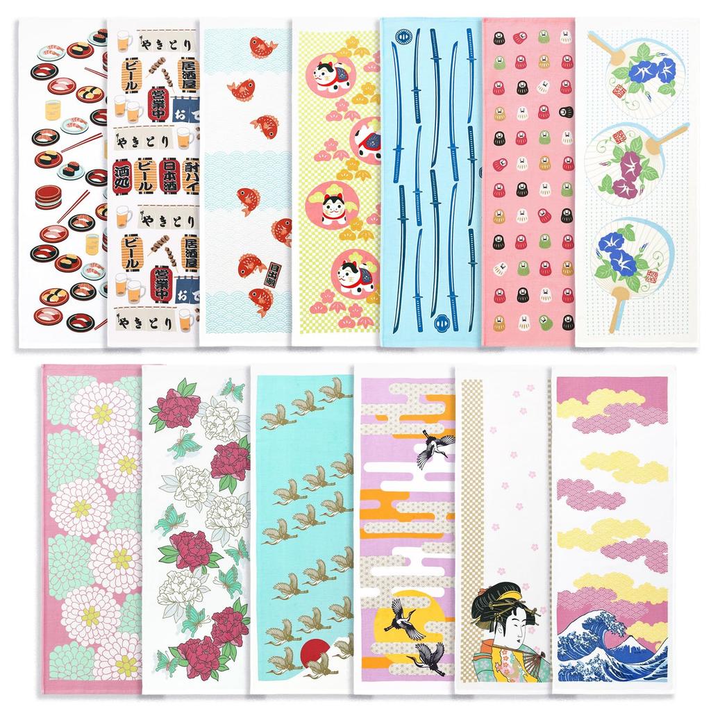 Towel Tenugui 34 x Museum, Japanese-Made Towel, Ofurobi, Shonan, Pink, 100% Cotton, Approx. 90cm, 23-5172090