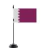 Drapeau De Table - Qatar - 14 X 21 Cm - Polyester - Mât En Plastique - Impression Recto/Verso