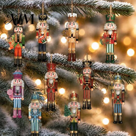 Durable Wooden Xmas Hanging 48Pcs Christmas Nutcracker Ornaments, Classic Soldier Decorations, Vintage Pendant Wood for Tree Holiday Decor