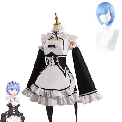 Аниме Ре:Zero Kara Hajimeru Isekai Seikatsu Rem Rem, черный костюм горничной для косплея, женский фартук, платье, костюмы на Хэллоуин