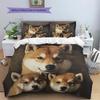 Black Shiba Inu Pattern Bedding Home Decoration Birthday Gift (1 * duvet cover + 2 * pillowcase, without core)