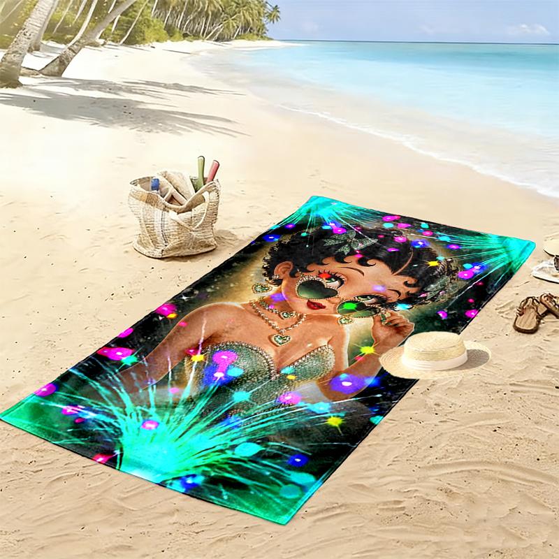 Betty Boop Beach Towel, Multi-purpose Beach Towel Perfect for Camping and Beach Vacations