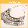 Винтажное колье с монетами, многослойной металлической резьбой и кисточками в стиле Boho для фестиваля