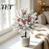 Christmas Party Landscape Decor Artificial Poinsettia Flower Yard Stake, Red Floral Ground Spike Decor, Mounted Xmas Plants Outdoor Weather?Resistant