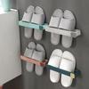 Wall Mounted One Piece Shoe Rack Bathroom Slipper Shelf No Punching Space Saving Shelf Bathroom Hanging Holder
