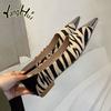 Korean Version Thick Heel Zebra-stripe Spike Low-heel Women Flat Shoes 2024 New Fashion Sexy Shallow Mouth Casual Shoes Summer