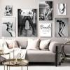 Modern Fashion Sexy Woman Wall Art Canvas Print Black White Decorative Artwork Painting Aesthetic Pictures Girl Room Home Decor
