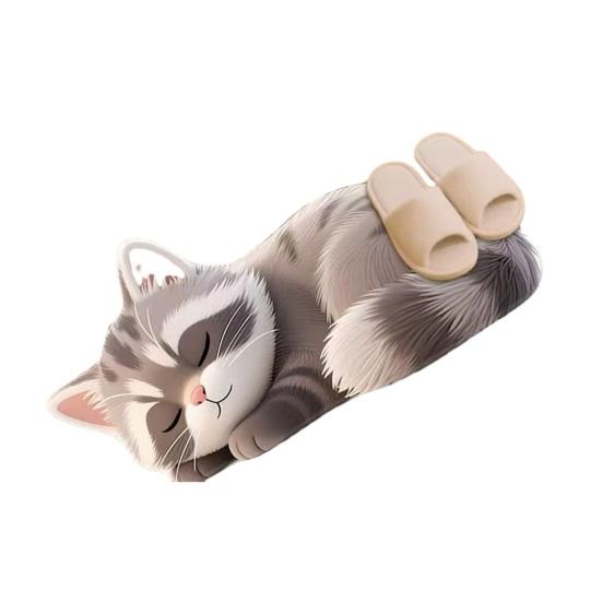 Floor Mat 3D Cartoon Cat Pattern Rug Non-Slip Backing Easy Maintenance Living Room Rug