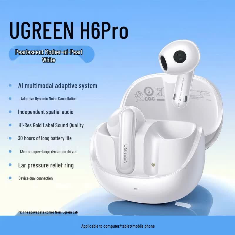 Ugreen HiTune H6 Pro Полувкладыши True Wireless Bluetooth-наушники с шумоподавлением
