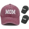 Винтажная стираная хлопковая бейсболка с вышивкой "MOM/DAD" Семейная регулируемая кепка для папы
