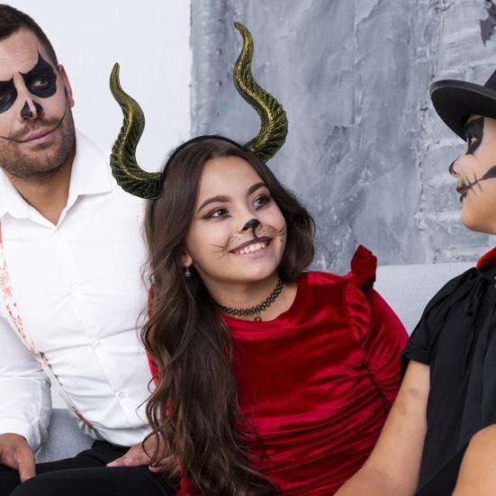 Повязка на голову с рогами дьявола Хэллоуин Готика Козлиные рога Ободок для волос Косплей Обруч для волос Аксессуары для Хэллоуинской вечеринки Маскарад