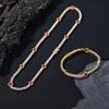Clover Charm Necklace Bracelet Set Women Gold Tone Cuban Chain Minimalist Layered Jewelry