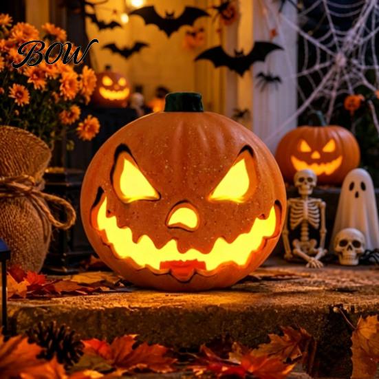 Halloween Pumpkin Lantern Evil Lantern, Large LED Light Up Jack O Decor Party Decoration for Scene, Spooky Outdoor Indoor Decoration, Trick