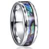 Fashion 8mm Silver Color Brushed Men 'S Stainless Steel Ring Colorful Abalone Shell Inlay Men 'S Ring Wedding Band Jewelry Gifts