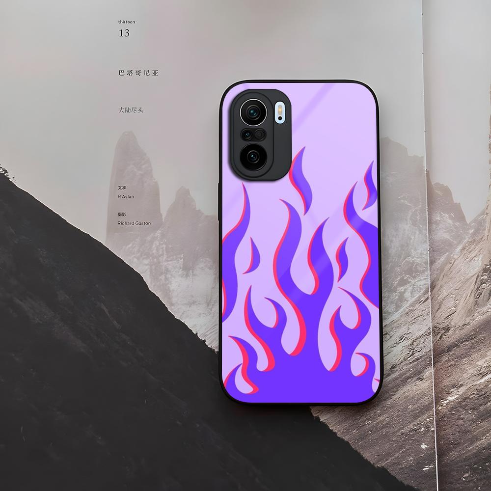 Модный Чехол для Телефона с Рисунком Пламени Закаленное Стекло Для Xiaomi 15 14 12 Lite Pro 13 11t Lite POCO M6 M5 X6 X5 X3 F5 F6 Pro Чехол