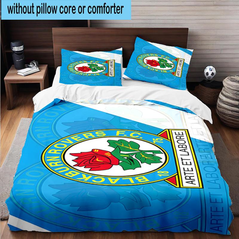 3pcs Blackburn Rovers Crest Football Club Bedding Set Duvet Cover Closure Includes 1 Duvet Cover & 2 Pillowcases Bedding Sets Home Decor Gifts