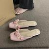 Fashion Flower Women Flats Slippers Bow Elegent Mules Shoes Women's Sandals 2025 Summer Dress Fashion Slides Casual New Mujer Sandalias