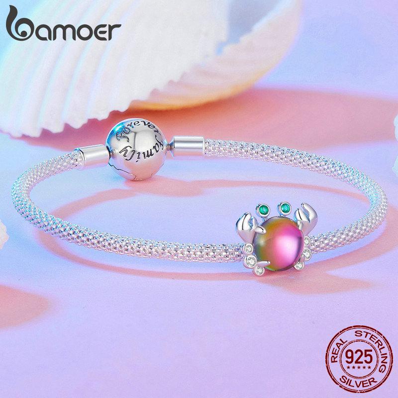 BAMOER Стерлингового Серебра 925 Пробы Мечтательная Серия Oecan Ослепительные Крабовые Бусины Морской Конек Подвески для Женщин Браслет и Ожерелье