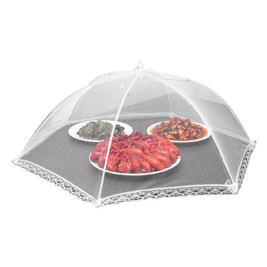 Foldable Food Cover Umbrella-Style Mesh Net with Stainless Steel Frame Fly Protection Food Cover for Indoor Outdoor Use