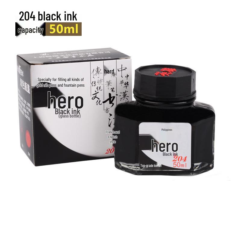 Перьевая ручка Hero Gold со специальными незасыхающими чернилами без углерода: Черный 234, Красный 200, Сине-черный 440.