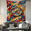 Compass Wall Tapestry Aesthetic Wall Hanging Printed Fabric Blanket Decorative Tapestries for Bedroom Living Room Home Decor