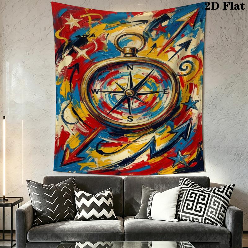 Compass Wall Tapestry Aesthetic Wall Hanging Printed Fabric Blanket Decorative Tapestries for Bedroom Living Room Home Decor