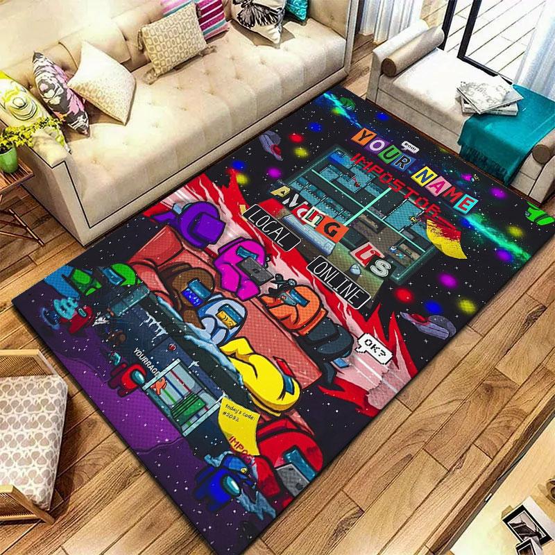 Among Us Custom Name Carpet Rug for Living Room Bedroom Home Sofa Decoration,Kids play Non-slip Floor Mat