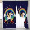 2Panels Pink Cartoon Unicorn Rainbow Curtains Animated Mermaid Curtains for Bedroom Living Room Balcony Floor-to-ceiling Windows