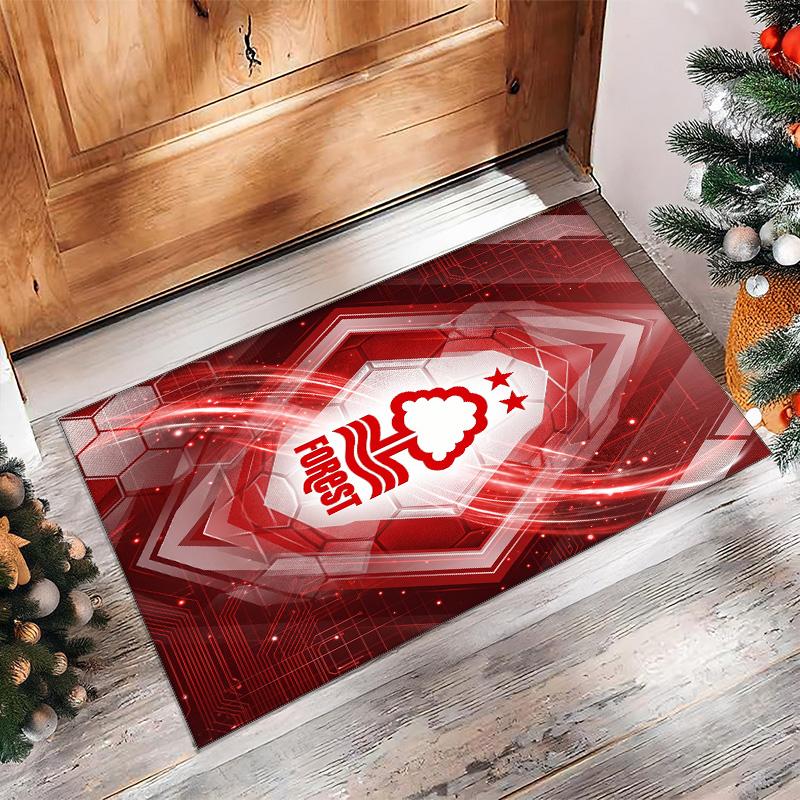 Nottingham Forest Football Print Crystal Velvet Rug, Comfortable Water Absorbent Non Slip Indoor Floor Carpet