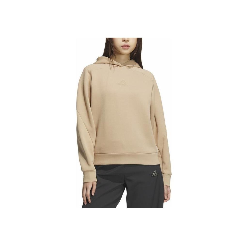 Adidas Однотонный пуловер повседневная толстовка с капюшоном и длинными рукавами женская толстовка коричневая JM8794