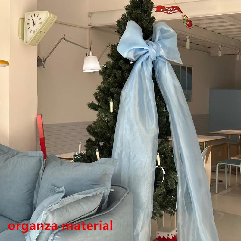 Pink Organza Lighted Christmas Tree Bow Topper Large Holiday Tree Decoration Elegant Xmas Home Party Decor Accessory