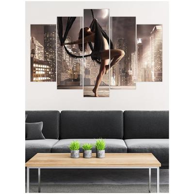 Набор из 5 предметов с обнаженными девушками на фоне ночного города, модульная настенная живопись, настенное украшение, картина на холсте, украшение для семейной гостиной