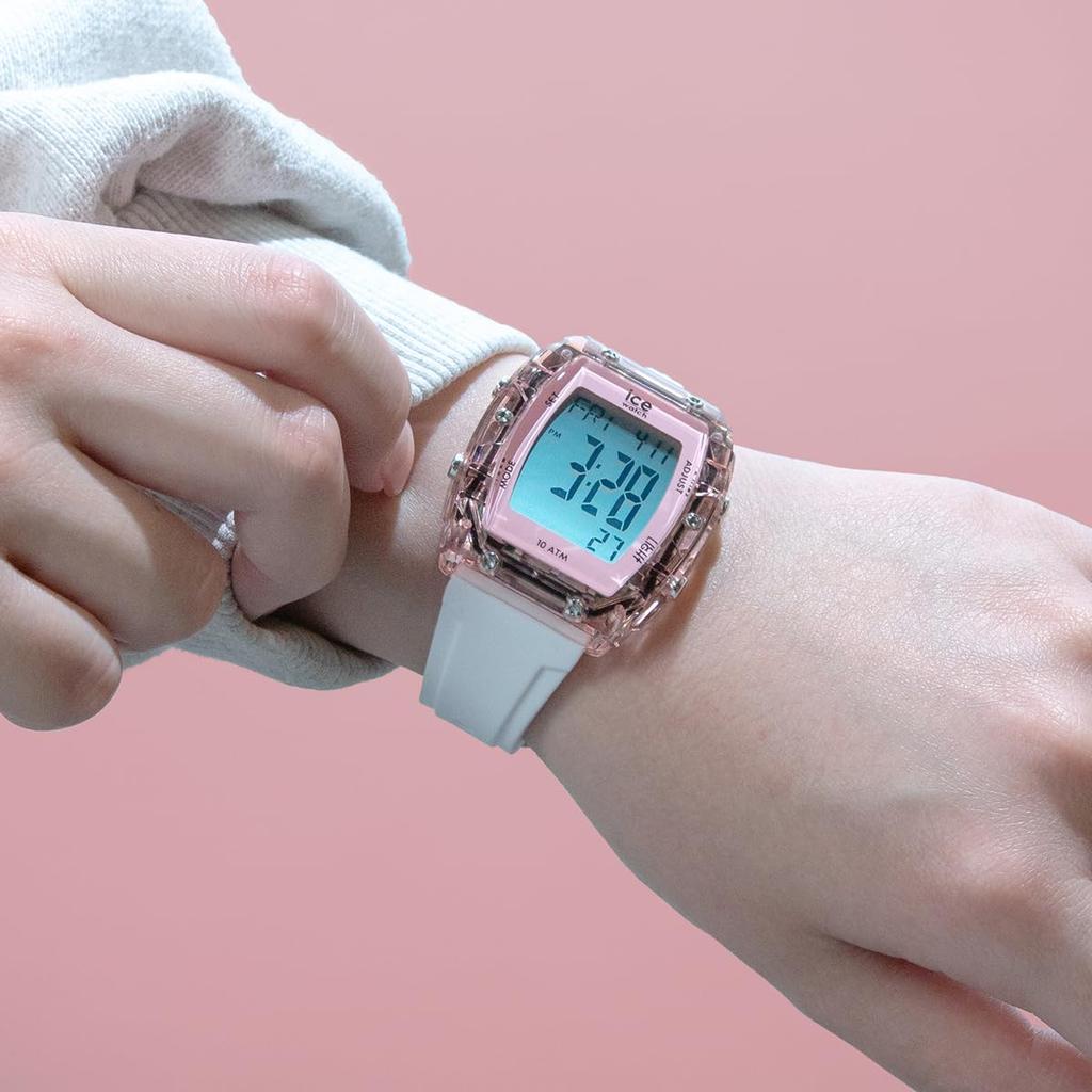 Авторизованный дистрибьютор [ICE-WATCH] Наручные часы Ice-Watch в форме тонно для мужчин и унисекс, 024566, ICE Digit Boliday, Белый, Прозрачный, Розовый, Серебристый,