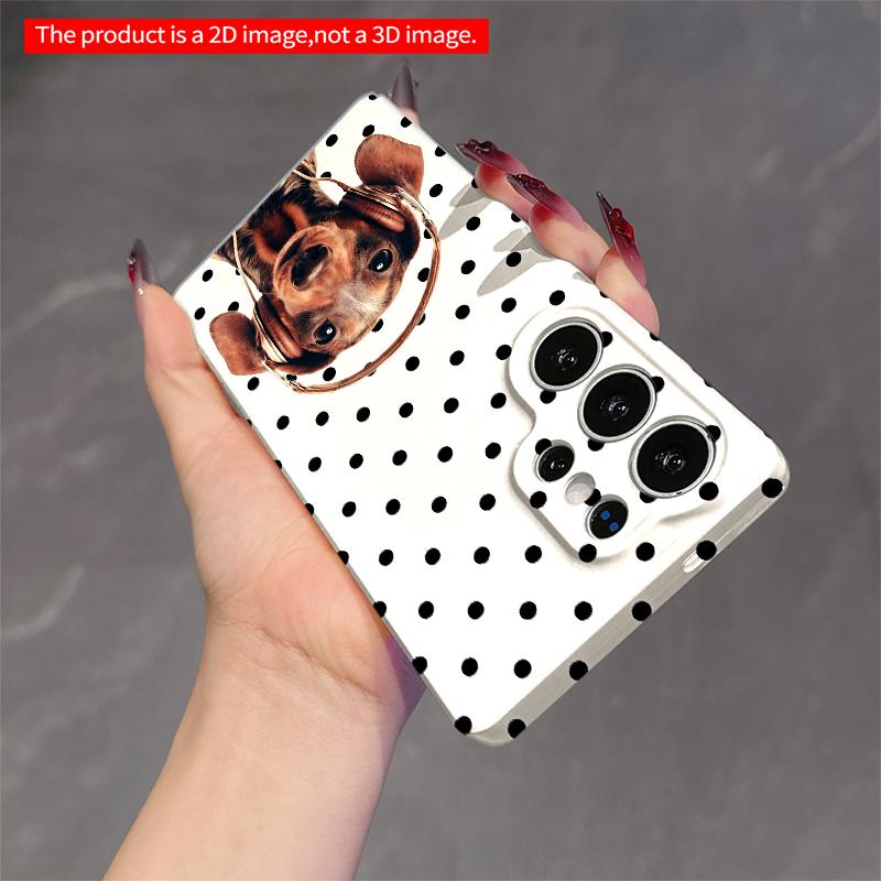 2DFlat Samsung phone case Dachshund in Headphones on Polka Dot Background Applicable to Galaxy S22 S23 S24 S25ULTRA S26 A12 A13 A14 A15 A16