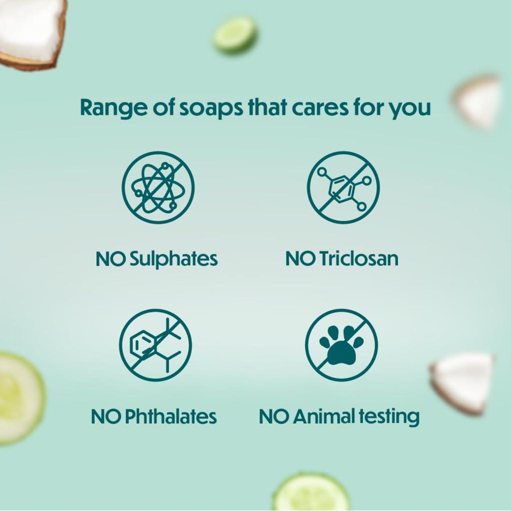 Himalaya Освежающее мыло с огурцом и кокосом для мытья тела, кусок 125 г, питательное мыло для ухода за кожей для мягкой гладкой кожи, упаковка из 1 штуки