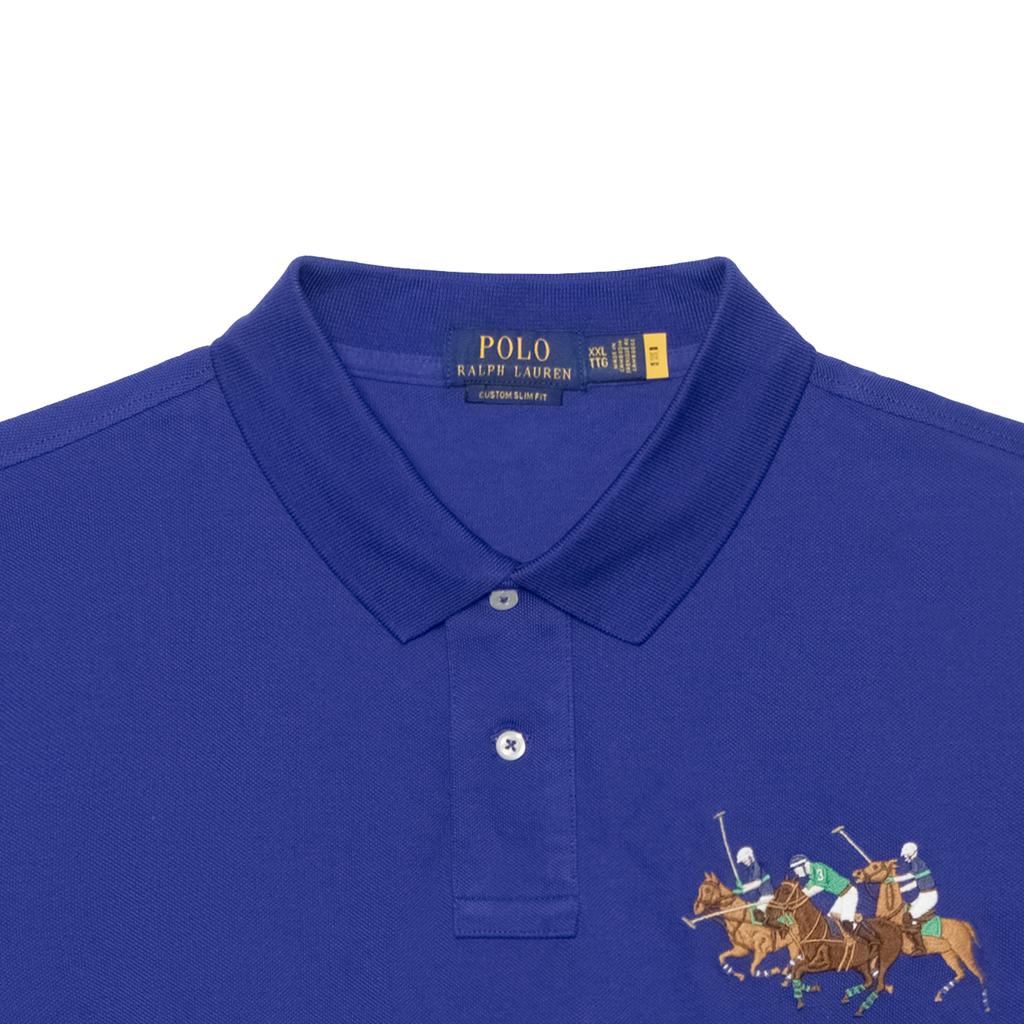 Polo Ralph Lauren однотонная рубашка поло с вышитым изображением животных с коротким рукавом, мужские топы синего цвета MNPOKNI1N821556-400
