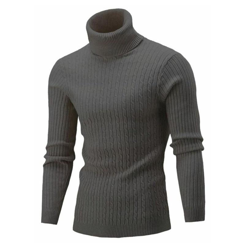 Men's High Collar Sweater Autumn and Winter Fashion Men's Long Sleeve Warm Knitted Turtleneck Sweater Keep Warm Pullovers