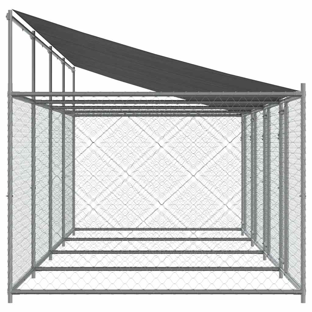 Vidaxl Klatka Dla Psa, Z Dachem I Drzwiami, Szara, 8X2X2 M, Stal