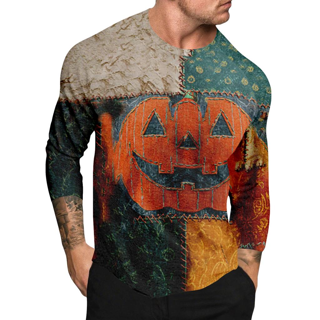 Halloween Print Raglan Sleeve Men's Long Sleeve Top