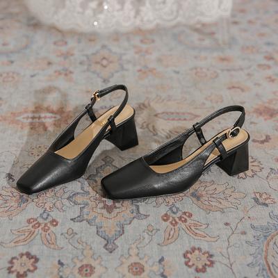 Минималистичный стиль однотонные простые туфли-лодочки женские французская элегантность 2025 лето новая модная универсальная сумка голова пустые сандалии