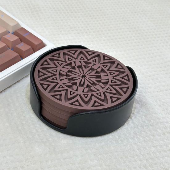 Набор из 6 силиконовых подставок для напитков, утолщенный нескользящий коврик под чашку с держателем, термостойкий поднос для кофе для горячих холодных напитков