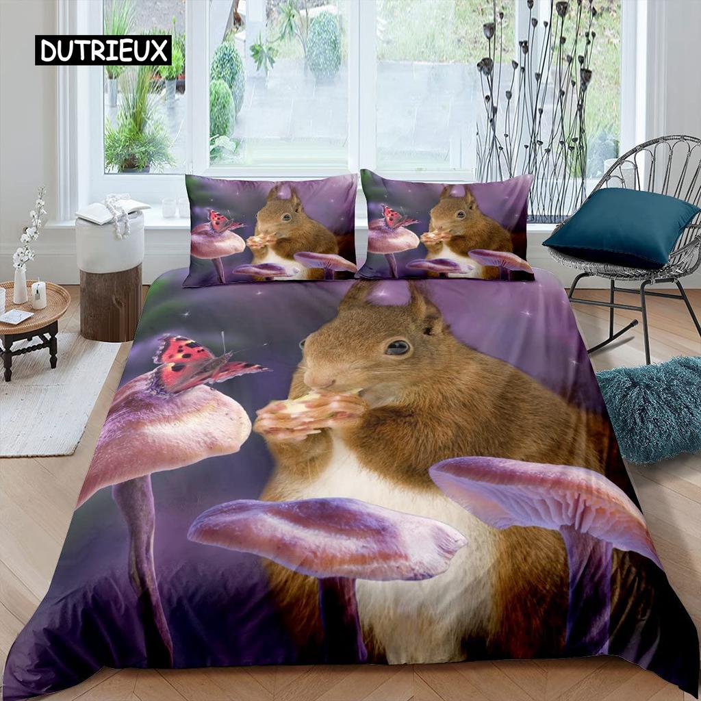 Комплект постельного белья с изображением белки, комплект постельного белья для близнецов с изображением белки, 3D-покрывало с изображением животных, тема природы, королевский размер, полиэстеровое одеяло