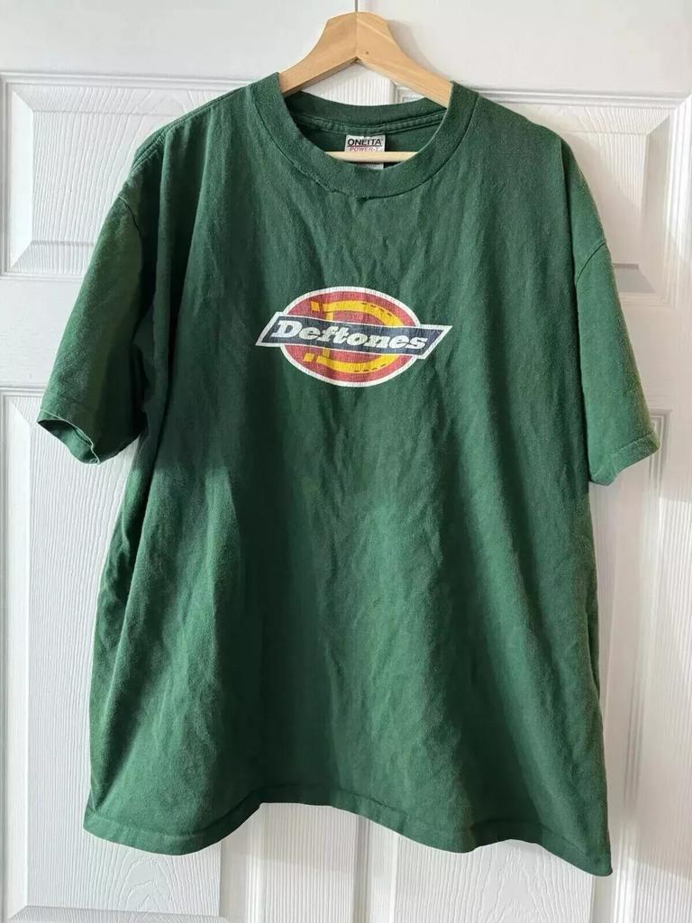 Vtg 90s Deftones Adrenaline Tour 1996 Dickies Shirt Green Unisex Tshirt