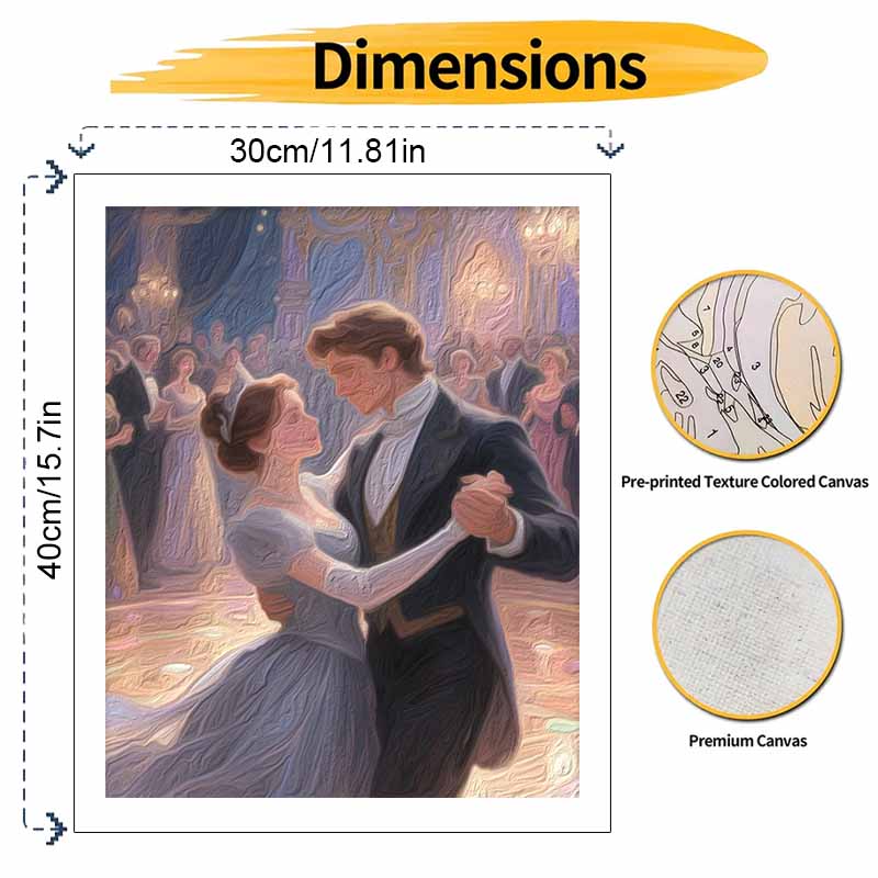 Disney Romantic Couple Ballroom Dance Digital Oil Painting Art Kit Hand Painted Home Decor