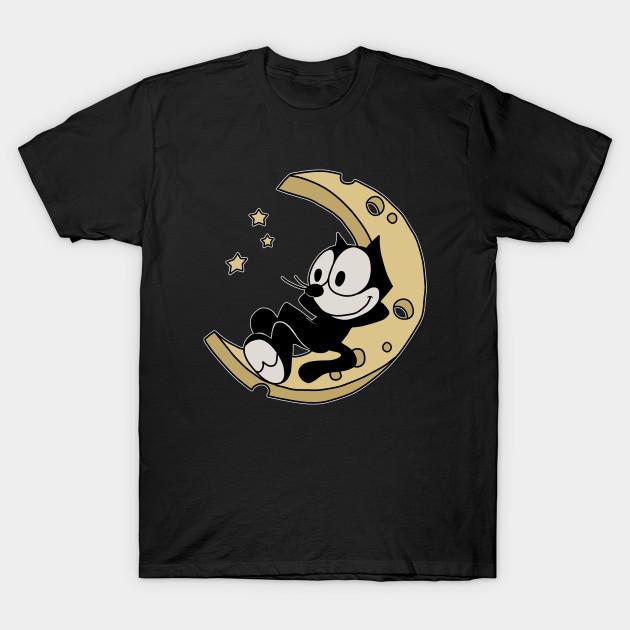 Мужская черная футболка с принтом Felix The Cat, принт на хлопковой футболке термотрансферной бумагой без вырезания