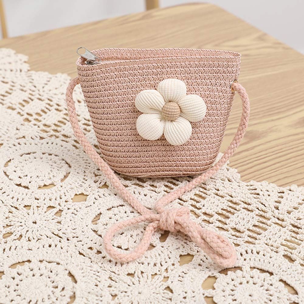 Breathable Kids Straw Cap Bag UV Protection Beach Cap Outdoor Bucket Hat Children Girls